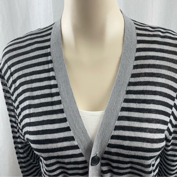 Theory Black and Grey Striped Goldsmith S Refinery Cardigan M - Picture 10 of 14